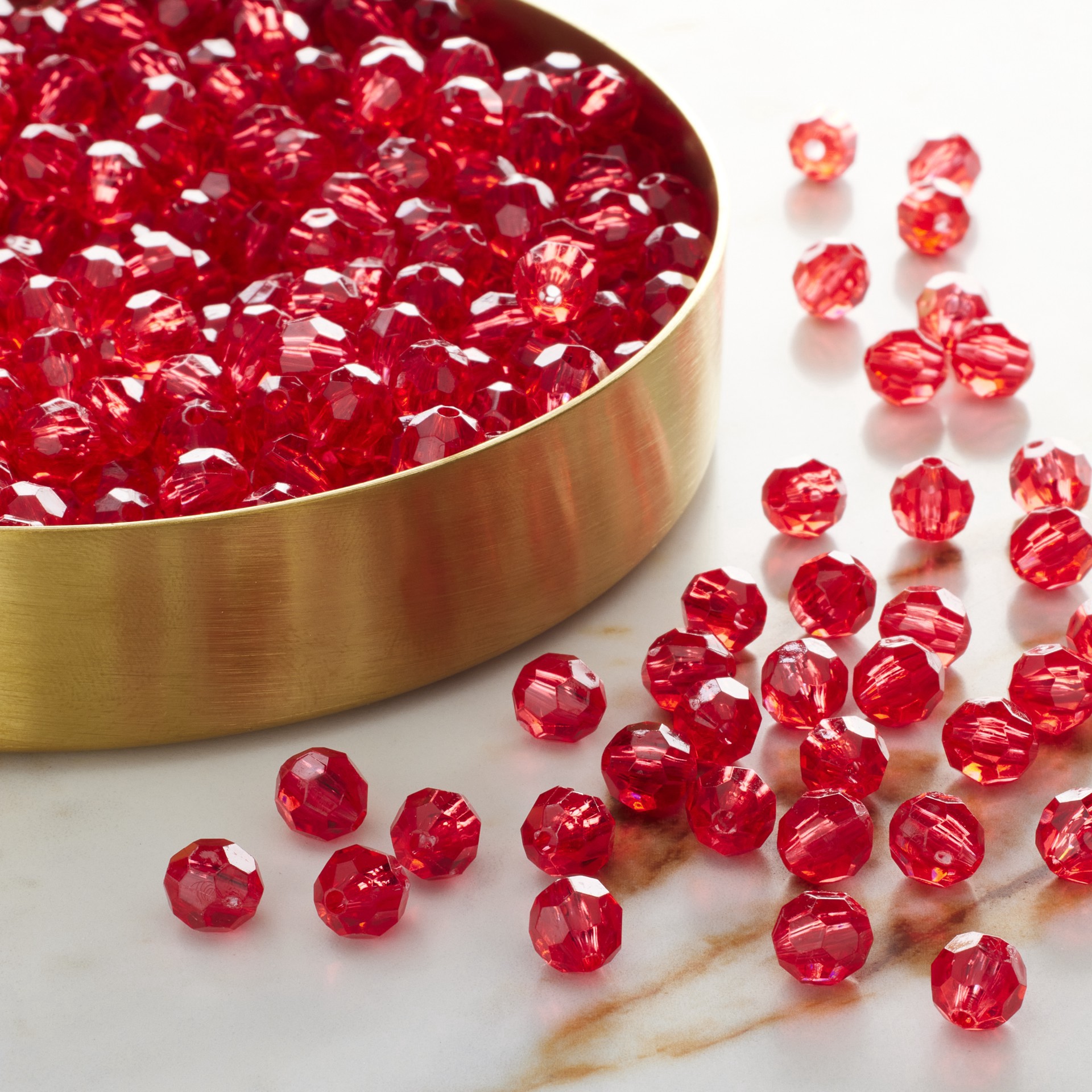 slide 3 of 3, 5.5mm Red Ab Faceted Acrylic Round Bead Value Pack By Bead Landing, 5.5mm