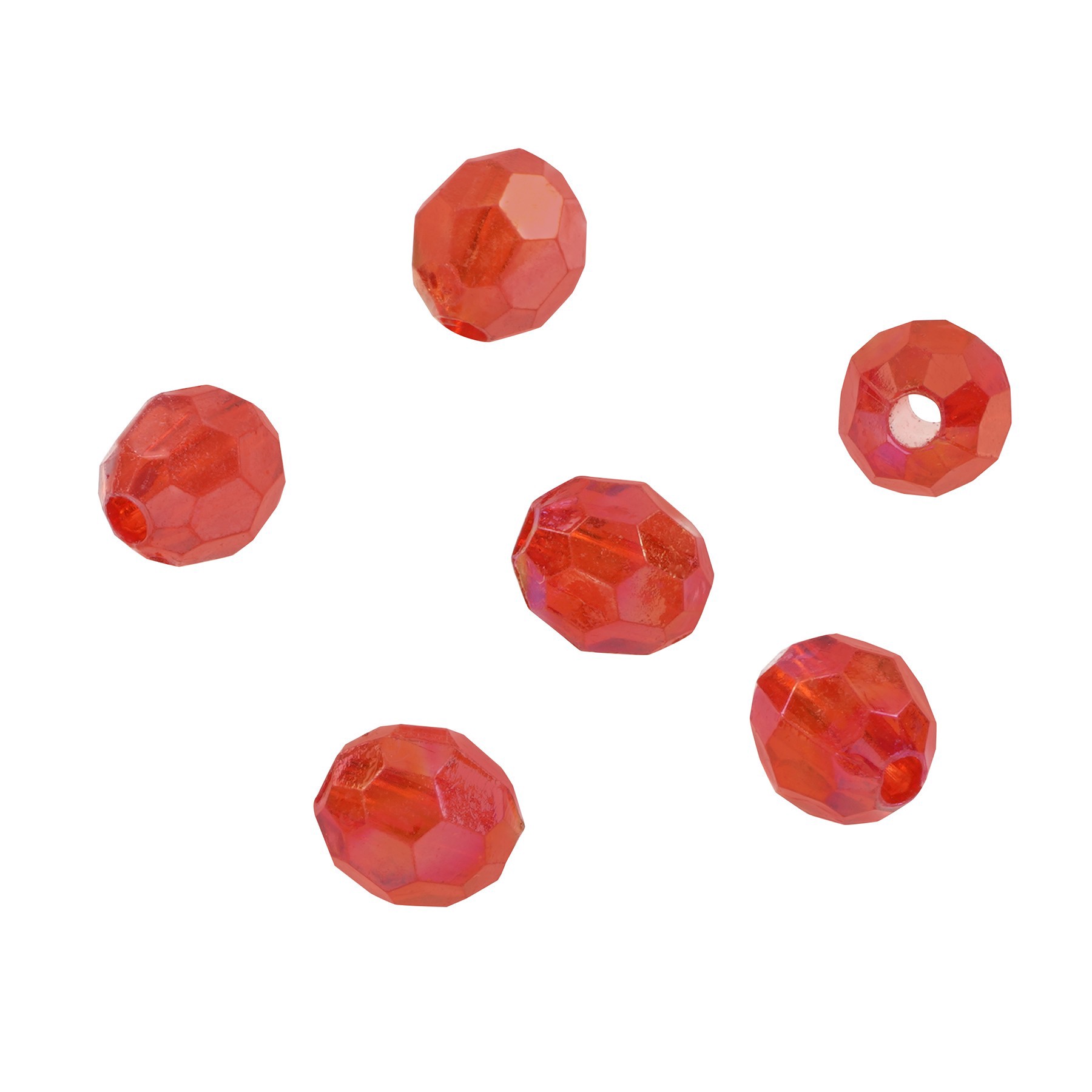 slide 2 of 3, 5.5mm Red Ab Faceted Acrylic Round Bead Value Pack By Bead Landing, 5.5mm