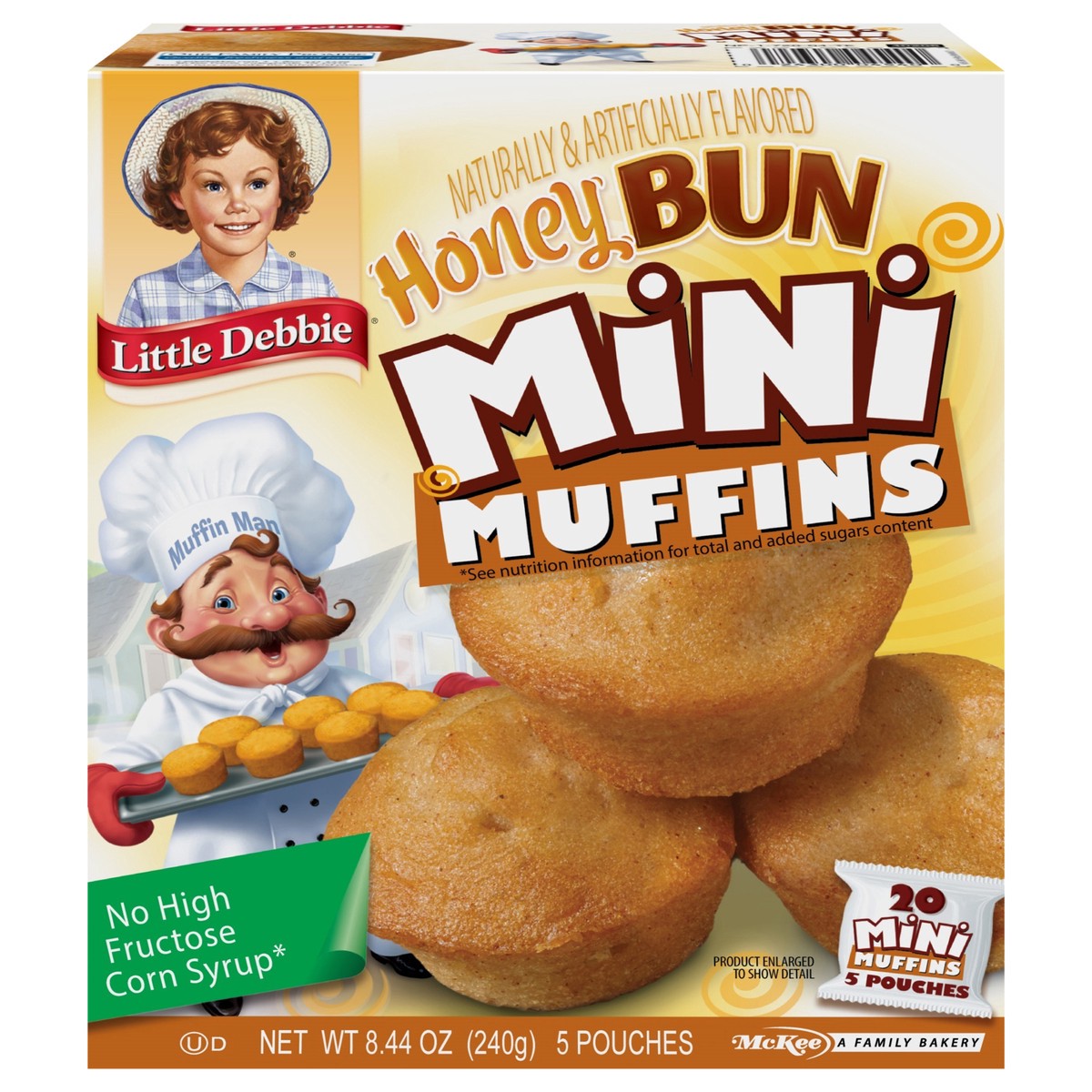slide 1 of 11, Little Debbie Snack Cakes, Little Debbie Family Pack Mini Muffins (honey bun), 5 ct