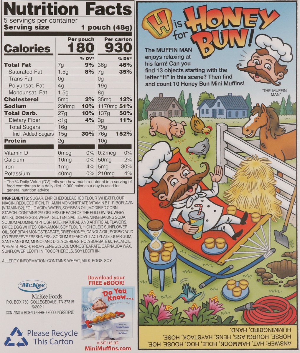 slide 11 of 11, Little Debbie Snack Cakes, Little Debbie Family Pack Mini Muffins (honey bun), 5 ct