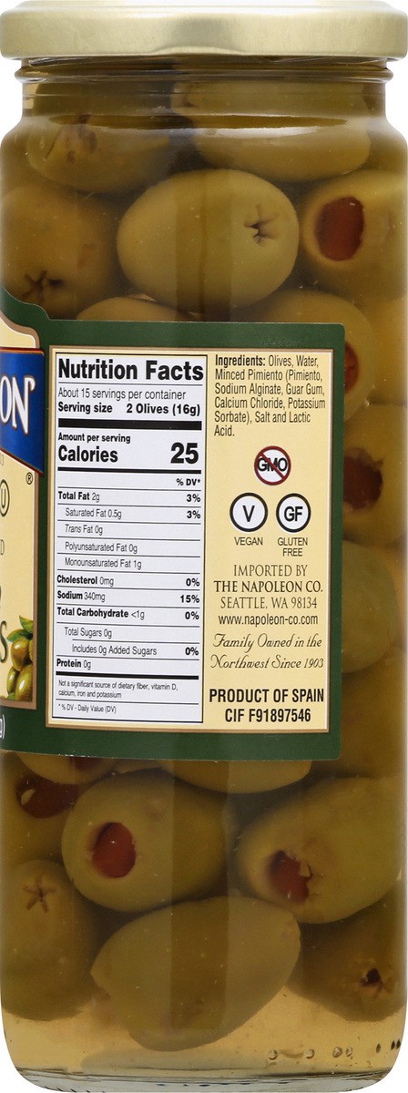 slide 2 of 9, Napoleon Queen Pimiento Stuffed Olives 9 oz, 