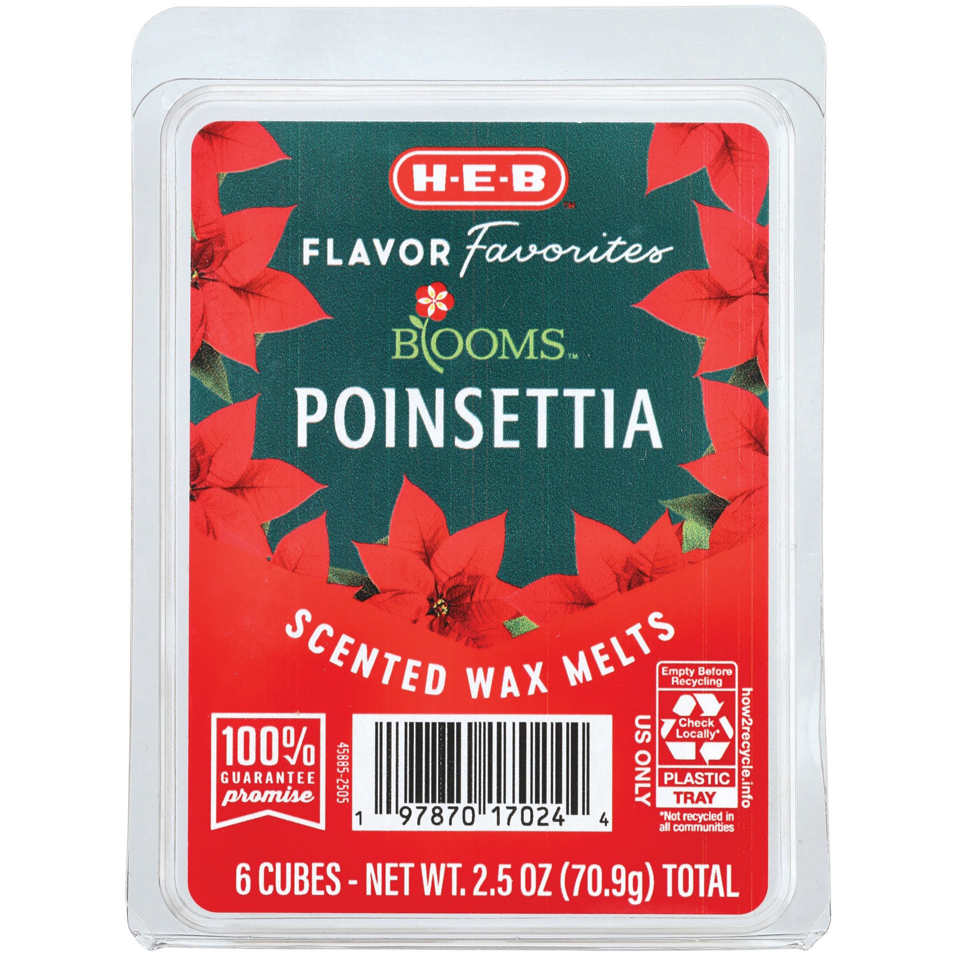 slide 1 of 1, H-E-B Flavor Favorites Blooms Poinsettia Scented Wax Melts, 2.5 oz