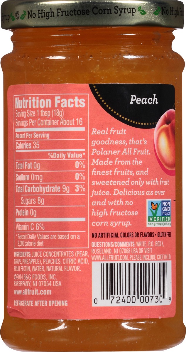 slide 2 of 7, Polaner All Fruit Gluten Free Peach Spreadable Fruit, Peach Fruit Spread, 10 OZ, 10 oz