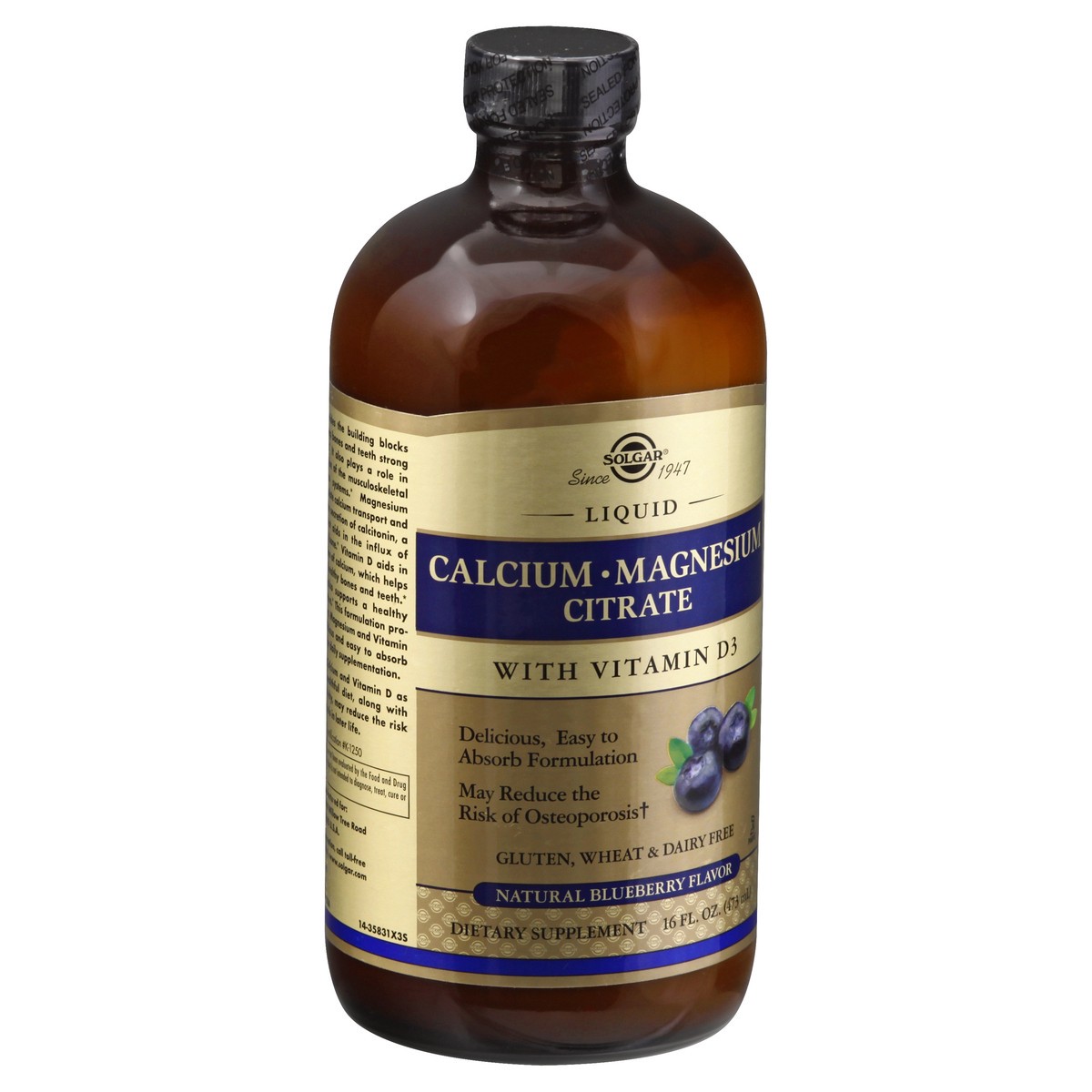 slide 2 of 9, Solgar Liquid Natural Blueberry Flavor Calcium-Magnesium Citrate 16 oz, 16 oz