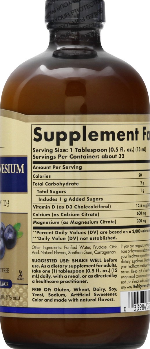 slide 8 of 9, Solgar Liquid Natural Blueberry Flavor Calcium-Magnesium Citrate 16 oz, 16 oz