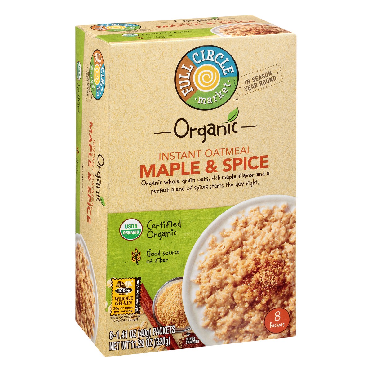 slide 14 of 14, Full Circle Market Organic Maple & Spice Instant Oatmeal 8 ea, 8 ct