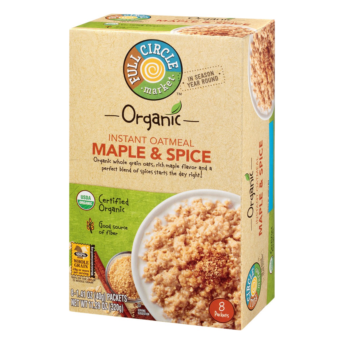 slide 3 of 14, Full Circle Market Organic Maple & Spice Instant Oatmeal 8 ea, 8 ct