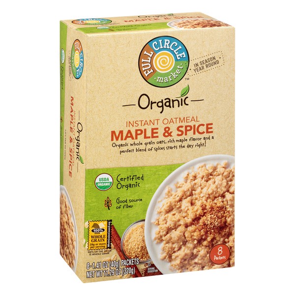 slide 1 of 6, Full Circle Market Organic Maple & Spice Instant Oatmeal - 8 ct, 8 ct