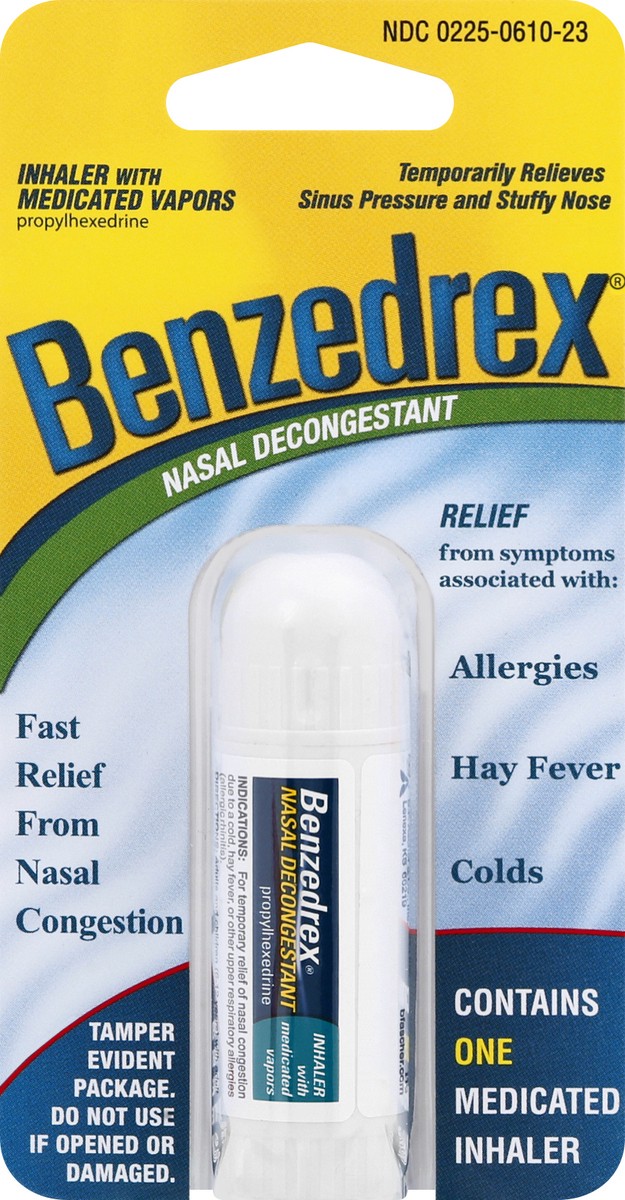 slide 9 of 9, Benzedrex Nasal Decongestant Inhaler With Medicated Vapors, 1 ct