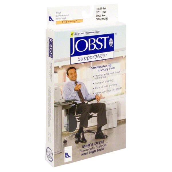 slide 1 of 1, Jobst Support Wear Men's Dress Knee High Black Socks Small (6-8), 1 ct