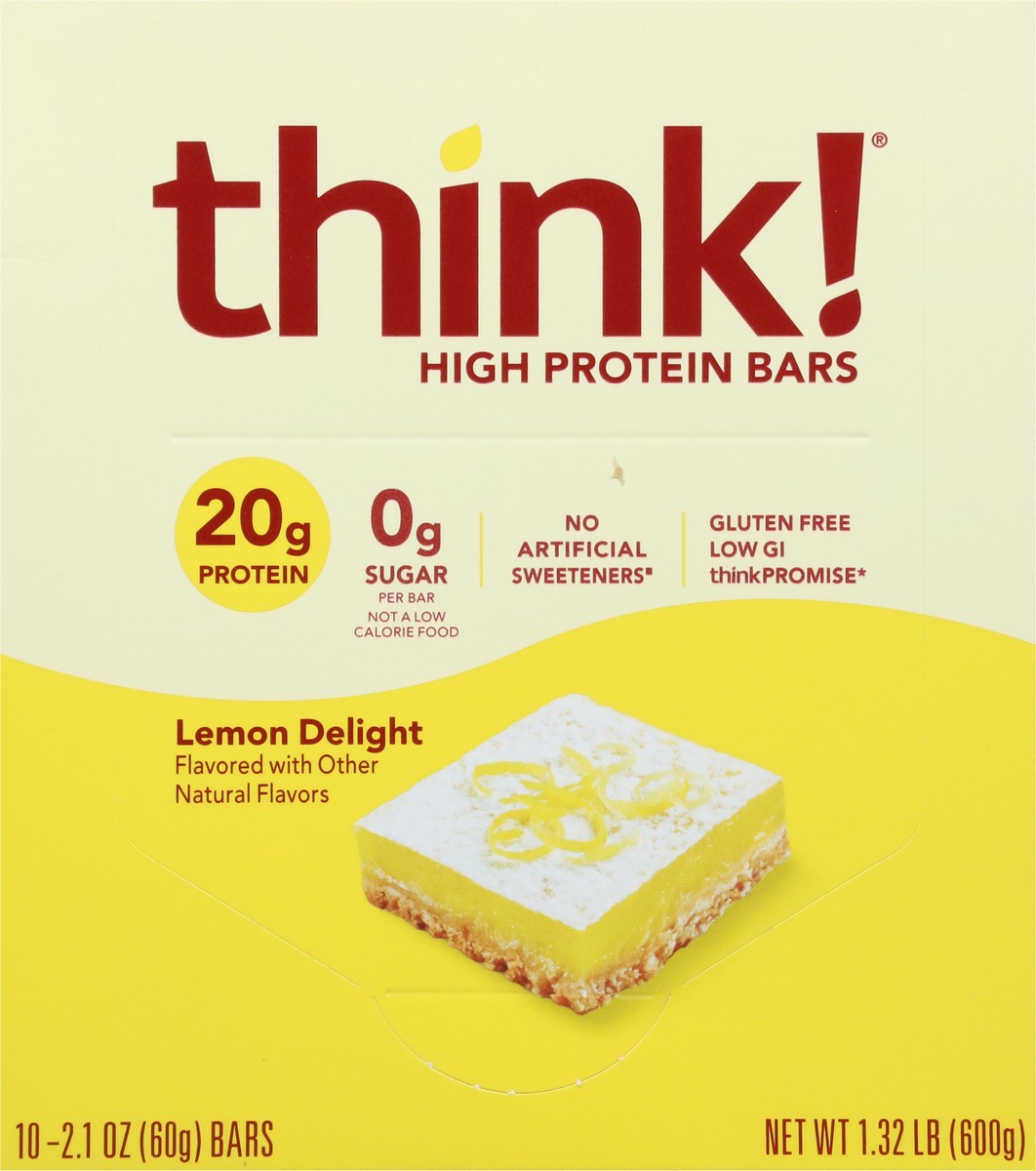 slide 4 of 12, think! Lemon Delight High Protein Bars 10 - 2.1 oz Bars, 10 ct; 2.1 oz