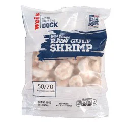 Weis Fresh From The Dock Large Gulf Shrimp - 50/70 Count Peeled and Deveined, Wild Caught, Raw