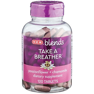 slide 1 of 1, H-E-B Blends Take A Breather Passionflower + Chamomile Tablets, 120 ct