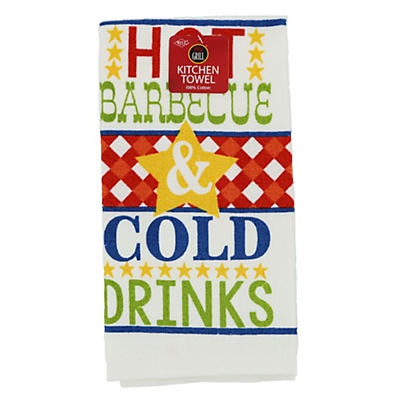 slide 1 of 1, John Ritzenthaler Kitchen Towel Print Hot BBQ Sign, 1 ct