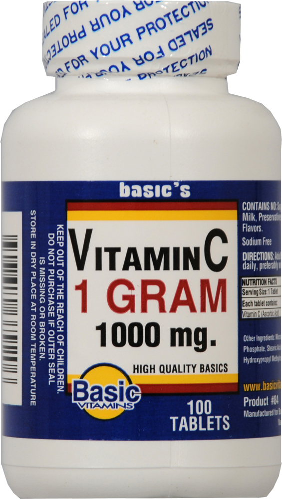 slide 1 of 1, Basic Vitamin C Tablets 1000Mg 100 Count, 100 ct