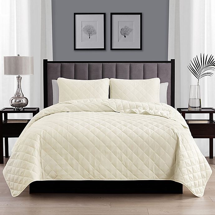 slide 1 of 3, Cathay Home Home Basics King/California King Quilt Set - Ivory, 3 ct