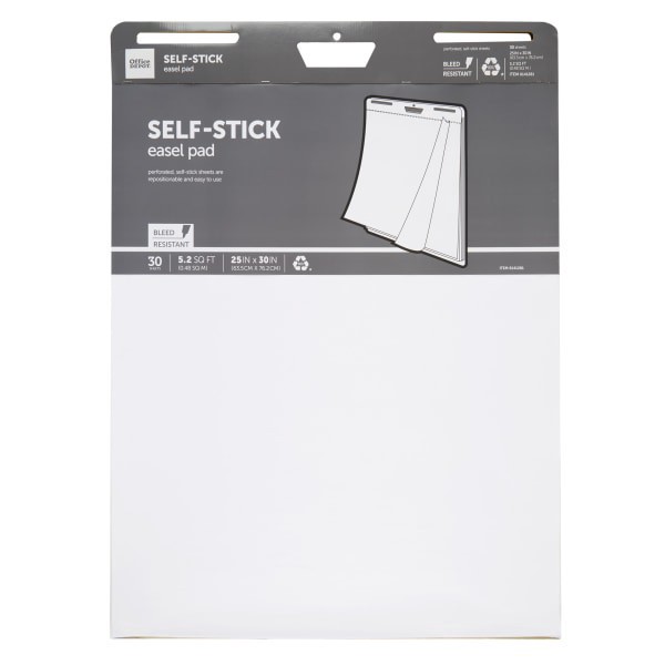 slide 2 of 3, Office Depot® Brand Self-Stick Easel Pad, 25"" x 30"", 30 Sheets, 80% Recycled, White, 1 ct