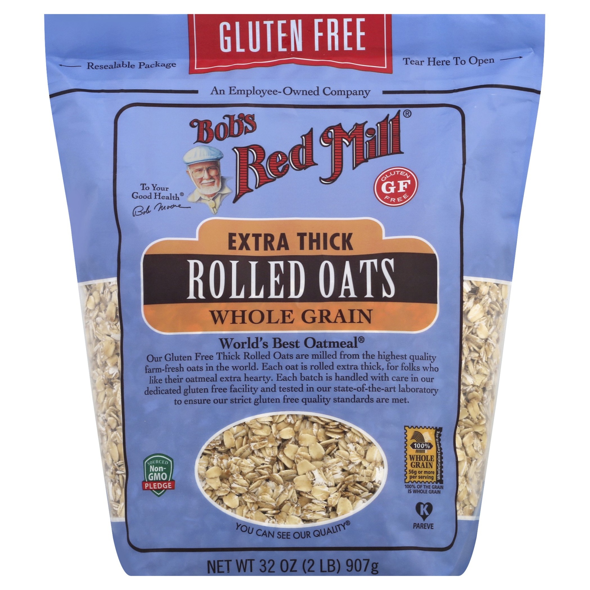 slide 1 of 2, Bob's Oats Gluten Free Thick Rolled Oats, 32 oz