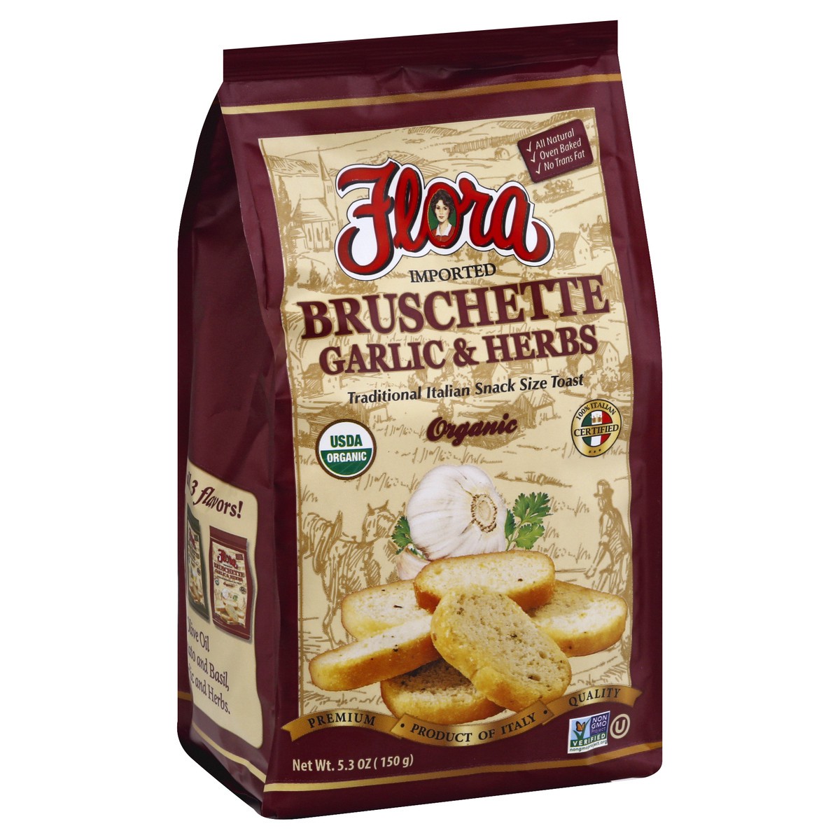 slide 3 of 13, Flora Organic Garlic & Herbs Bruschette 5.3 oz, 5.3 oz