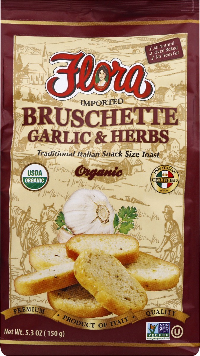 slide 1 of 13, Flora Organic Garlic & Herbs Bruschette 5.3 oz, 5.3 oz