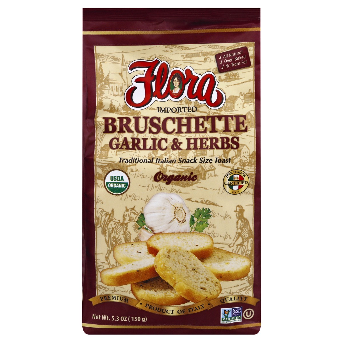 slide 9 of 13, Flora Organic Garlic & Herbs Bruschette 5.3 oz, 5.3 oz