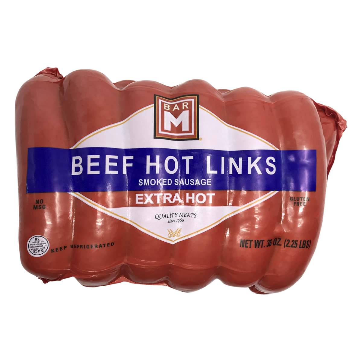 slide 1 of 1, Bar-M Beef Extra Hot Links, 36 oz