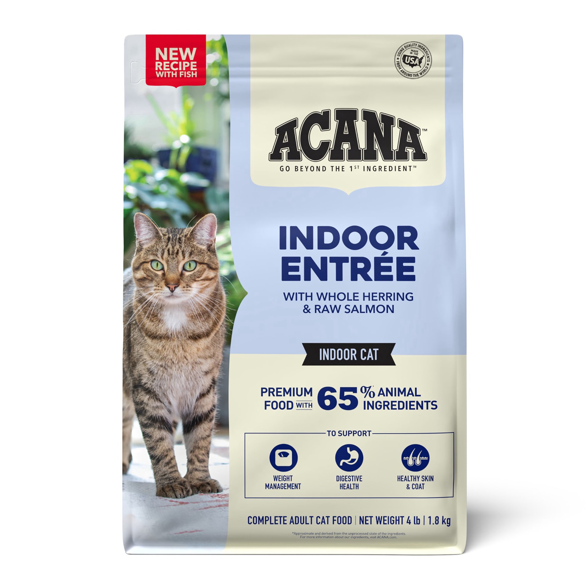 slide 1 of 1, ACANA Indoor Entree Whole Herring & Raw Salmon Adult Dry Cat Food, 4 lbs., 1 ct
