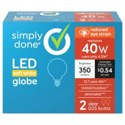 Simply Done 4.5 Watts Soft White Globe LED Light Bulbs - 2 ea