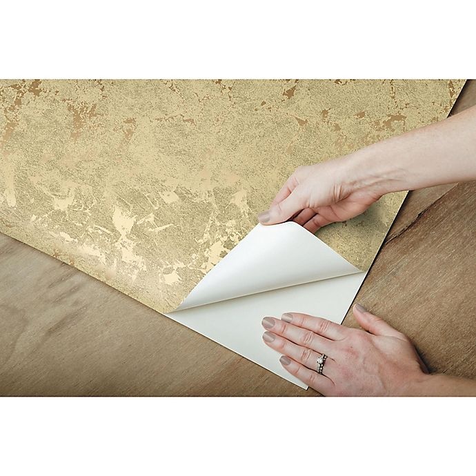 slide 5 of 6, RoomMates Gold Leaf Peel and Stick Wallpaper - Gold, 1 ct