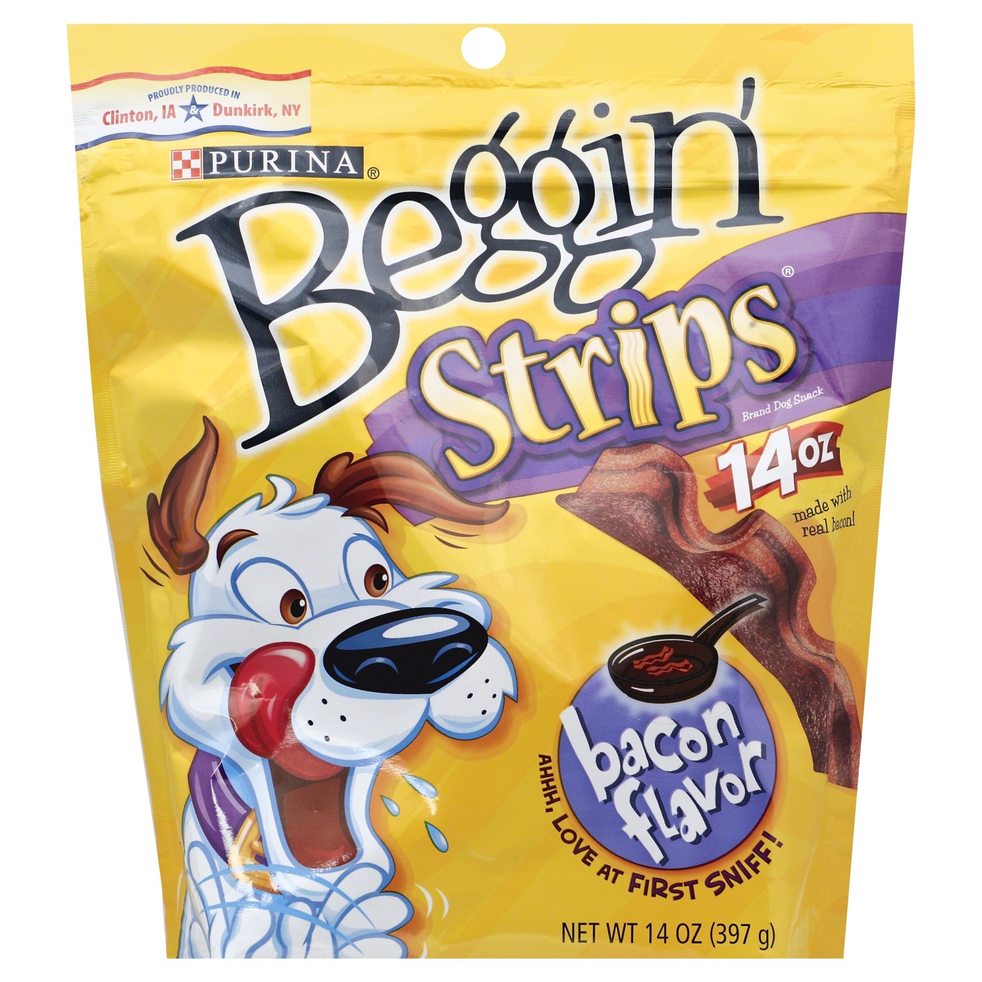 slide 1 of 3, Beggin' Strips Bacon Flavor Dog Snacks, 14 oz