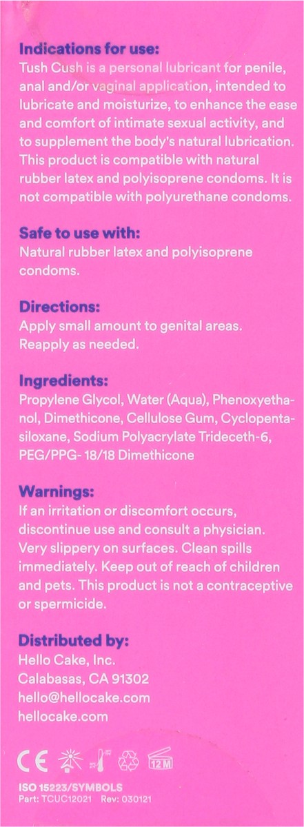 slide 9 of 9, Cake Tush Cush Lubricant 1.7 fl oz, 1.7 fl oz