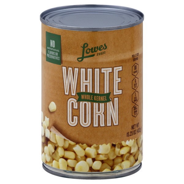 slide 1 of 1, Lowes Foods White Corn Whole Kernel, 15.25 oz