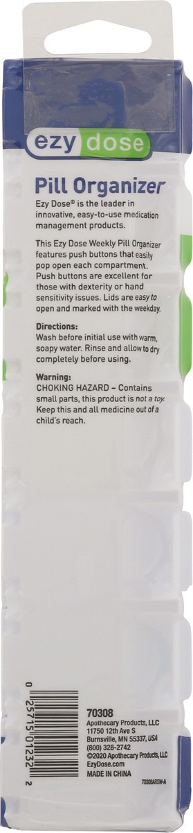 slide 10 of 11, EZY Dose Weekly with Push Button Pill Organizer 1 ea, 1 ct