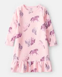 Carter's Carters Girls Unicorn Fleece Loose Fit Night Gown - Pink Pink 4-5