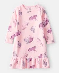 Carter's Carters Girls Unicorn Fleece Loose Fit Night Gown - Pink Pink 4-5
