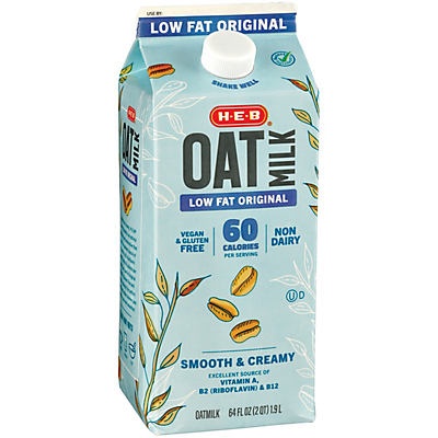 slide 1 of 1, H-E-B Low Fat Original Oat Milk, 64 oz