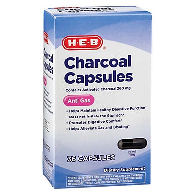 slide 1 of 1, H-E-B Charcoal Capsules, 36 ct