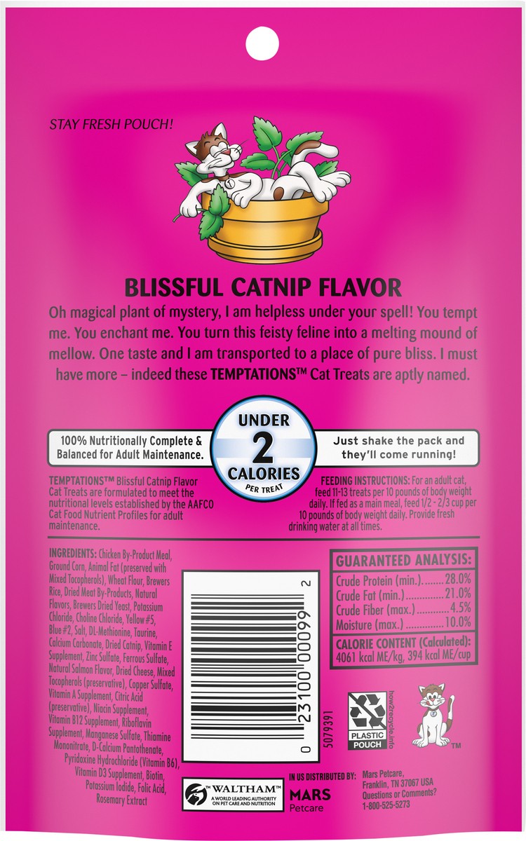 slide 5 of 9, Temptations™ Blissful Catnip Flavor Cat Treats 3 oz. Pouch, 3 oz
