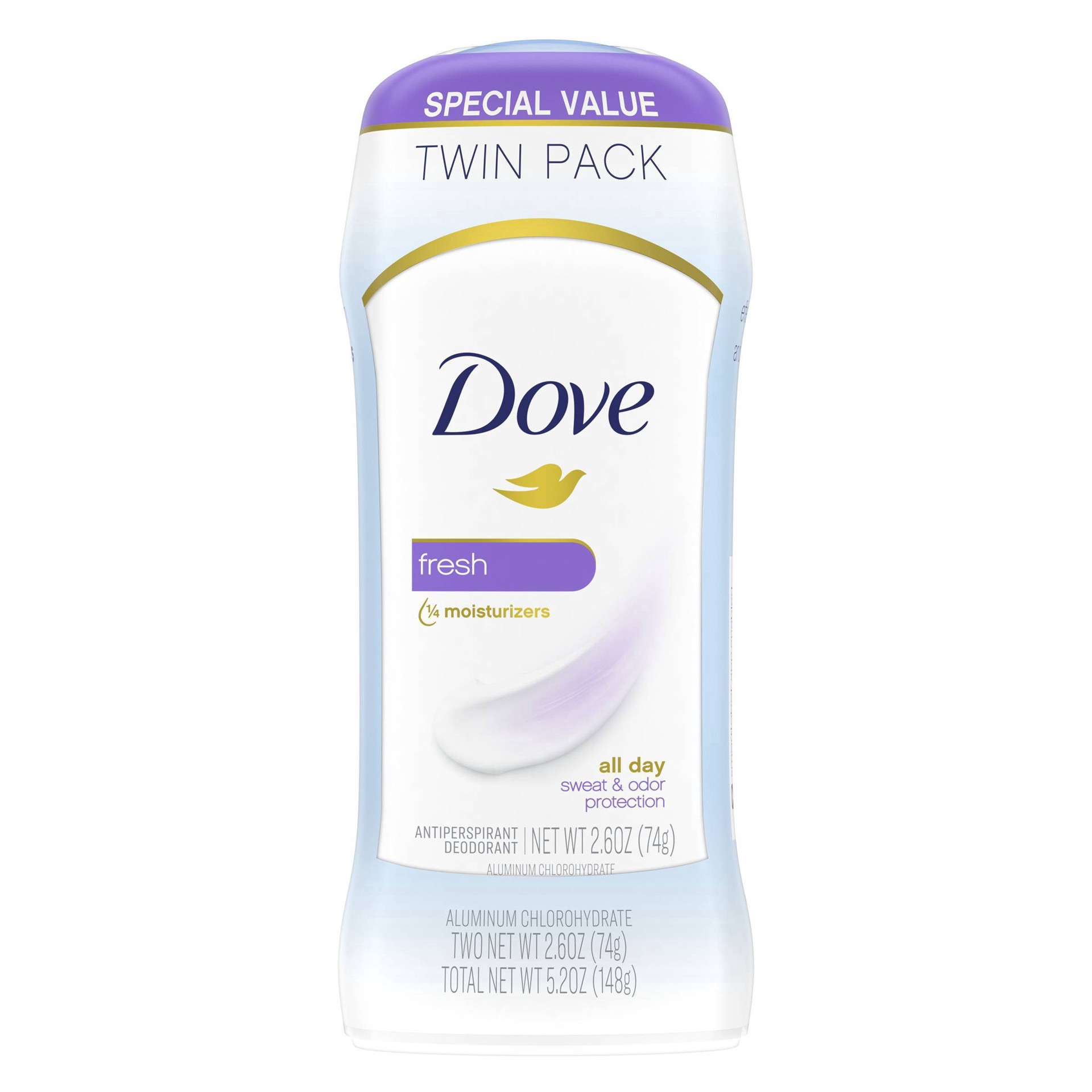 slide 2 of 9, Dove Invisible Solid Antiperspirant Deodorant Stick Fresh,, 2.6 oz, 2 Count , 2.6 oz