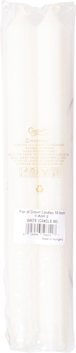 slide 5 of 9, Caspari 10 Inch White Crown Candles 2 ea, 2 ct