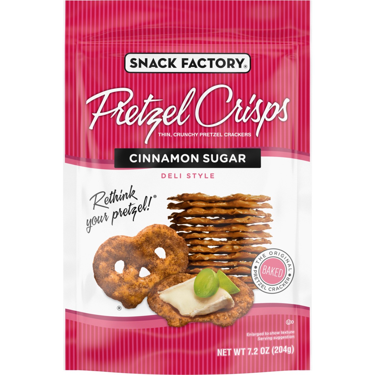 slide 1 of 5, Snack Factory Cinnamon Sugar Pretzel Crisps, 7.200 oz