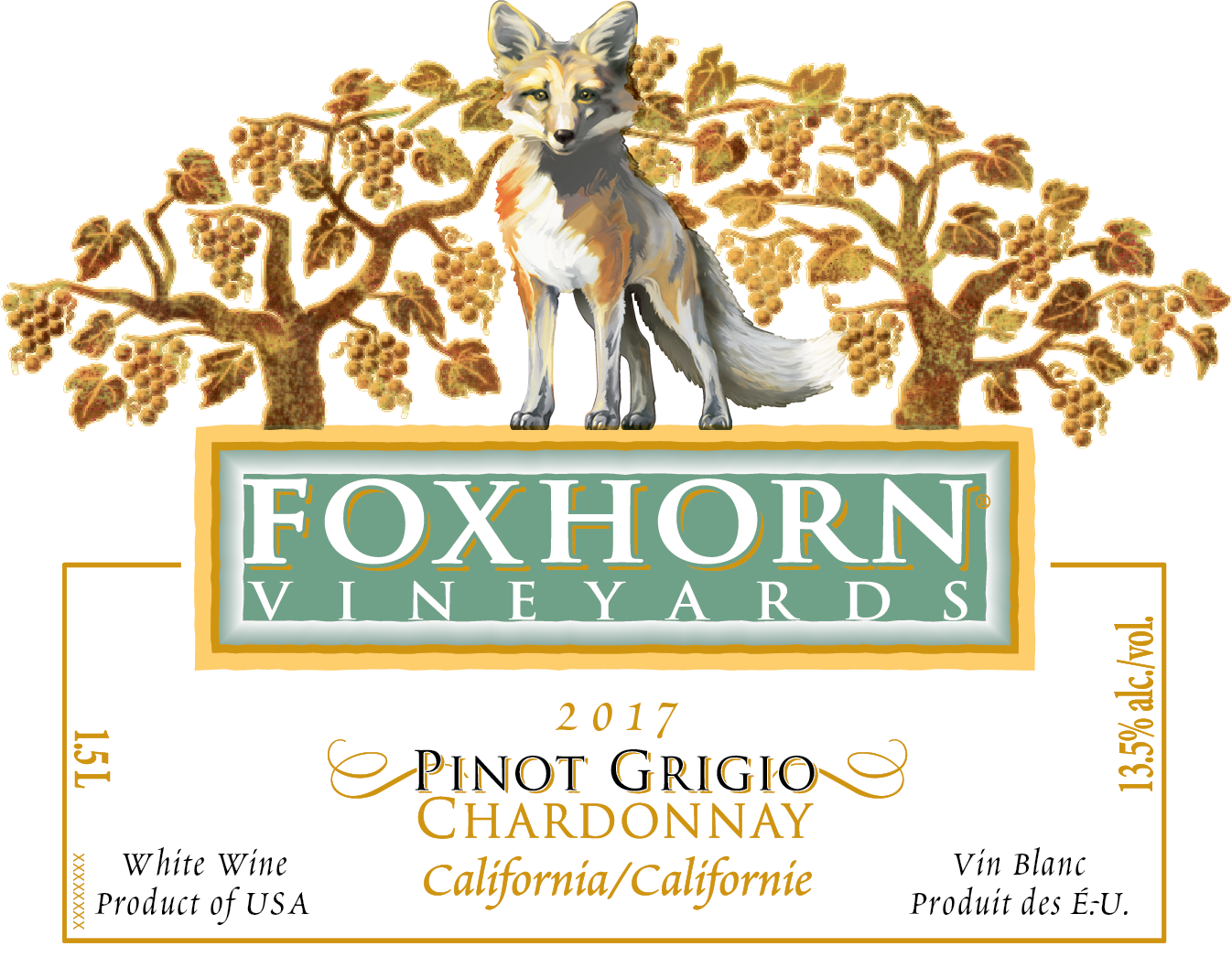 slide 2 of 3, Foxhorn Pinot Grigio/Chardonnay, White Wine, South Eastern Australia, 1 ct, 1.5L Bottle, 1.50 liter