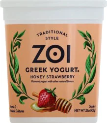 Zoi Traditional Style Greek Honey Strawberry Yogurt 32 oz