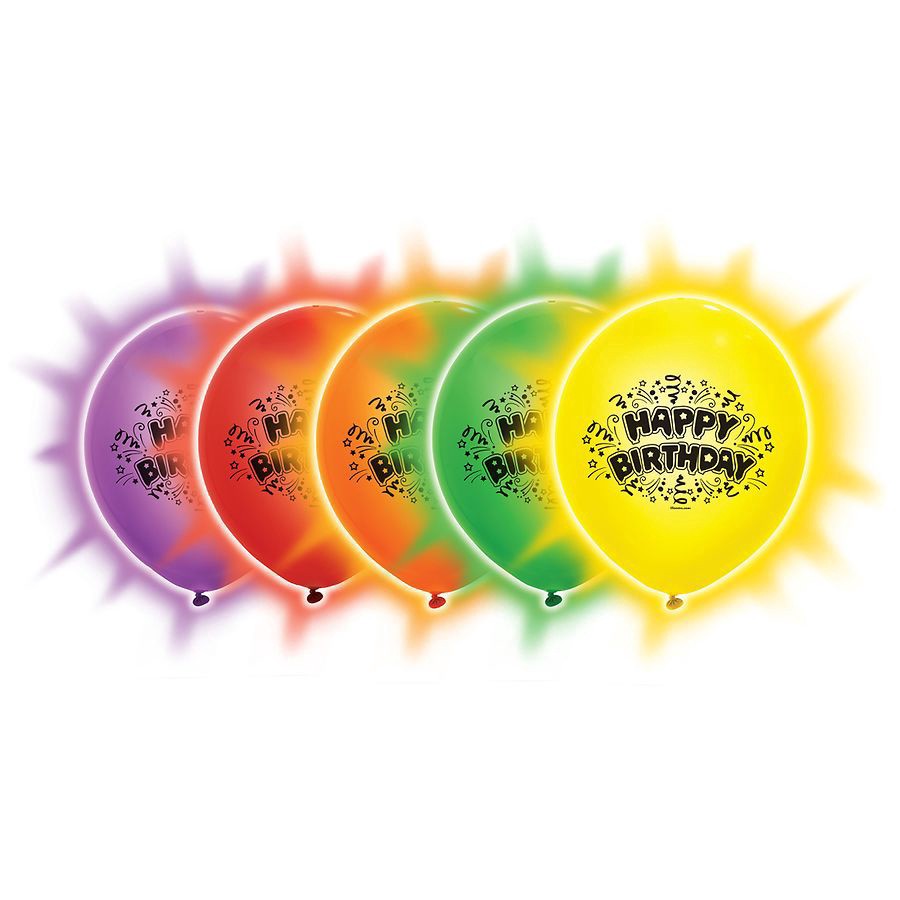 slide 2 of 3, illooms LED Light Up Happy Birthday Balloon, 5 ct