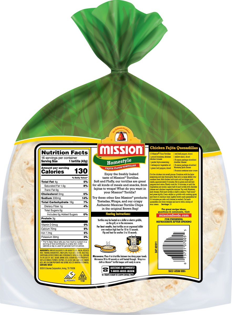 slide 3 of 6, Mission Fajita Homestyle Flour Tortillas 16.0 ea, 16 ct