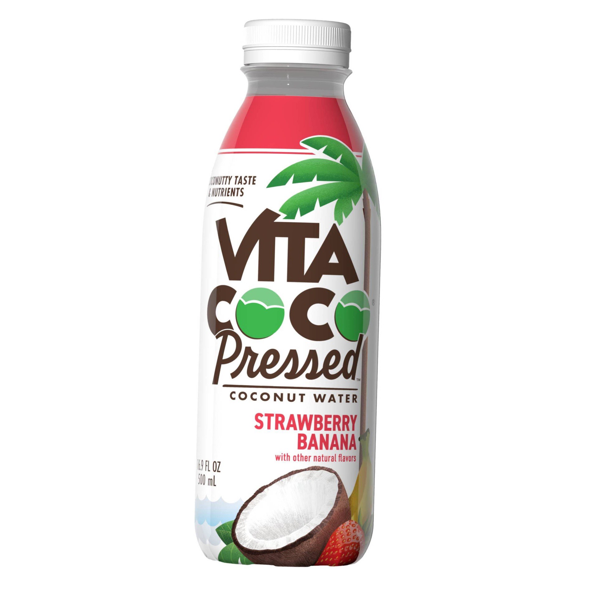 slide 1 of 11, Vita Coco Pressed Strawberry Banana Coconut Water Bottle, 16.9 fl oz