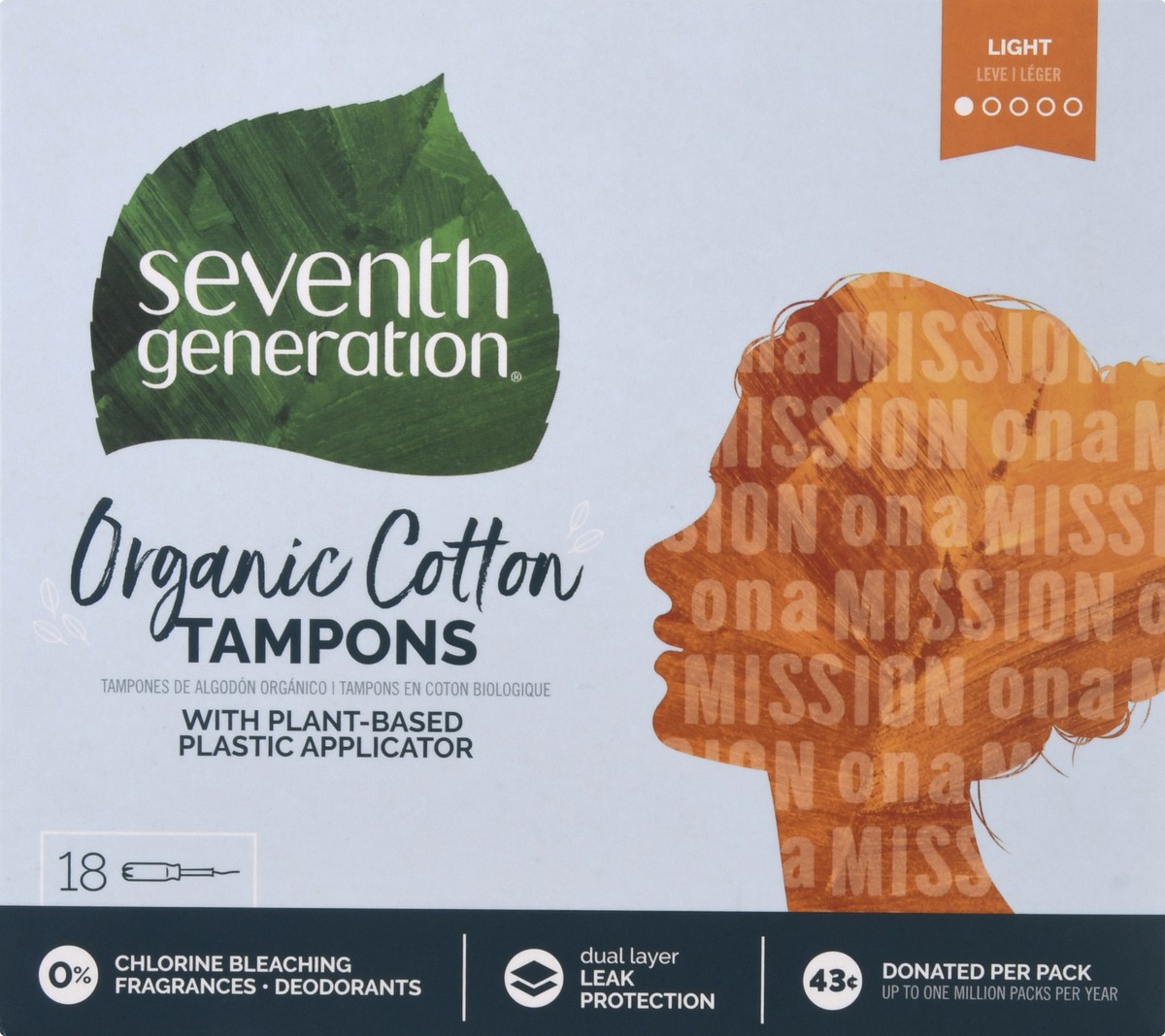 slide 2 of 10, Seventh Generation Tampons Light Absorbency, 18 count, 18 ct