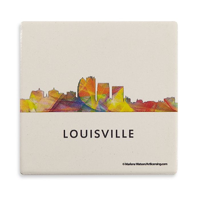 slide 1 of 1, Thirstystone Dolomite Louisville Kentucky Skyline Single Round Coaster, 1 ct