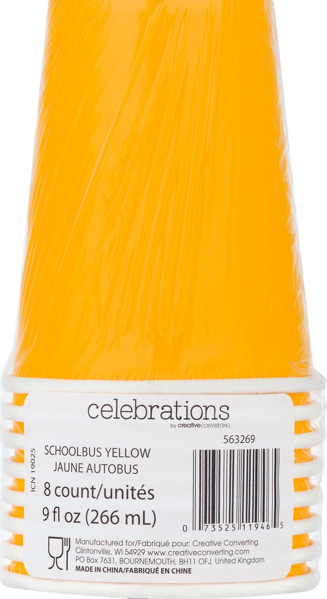 slide 6 of 11, Celebrations 9 Ounce Schoolbus Yellow Cups 8 ea, 8 ct