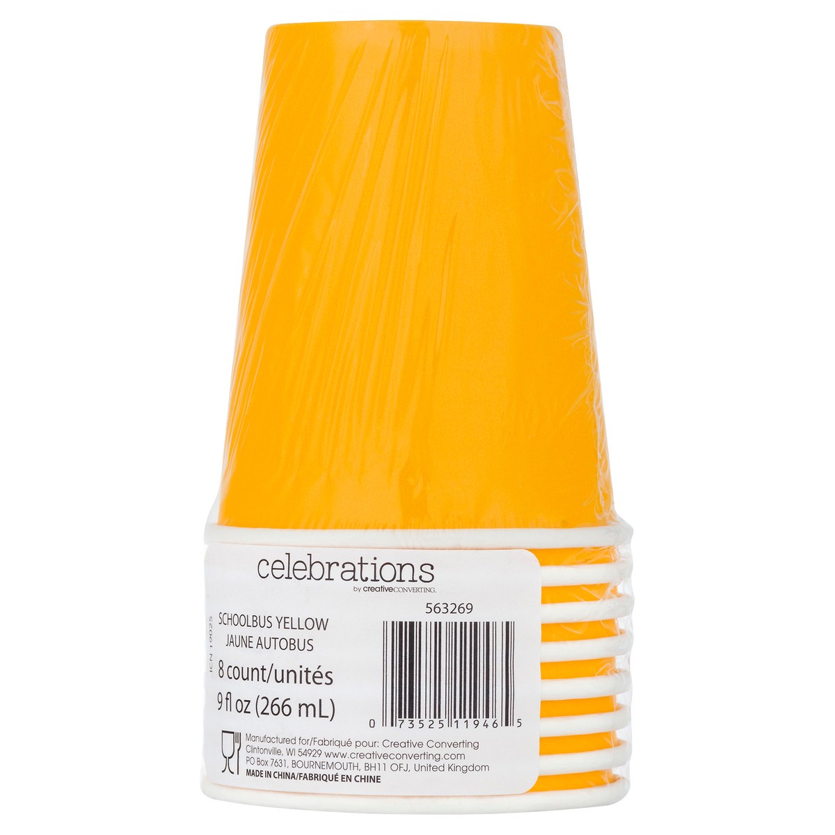 slide 9 of 11, Celebrations 9 Ounce Schoolbus Yellow Cups 8 ea, 8 ct